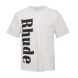 RHUDE Men's White &Black Logo Front Pocket Tee L